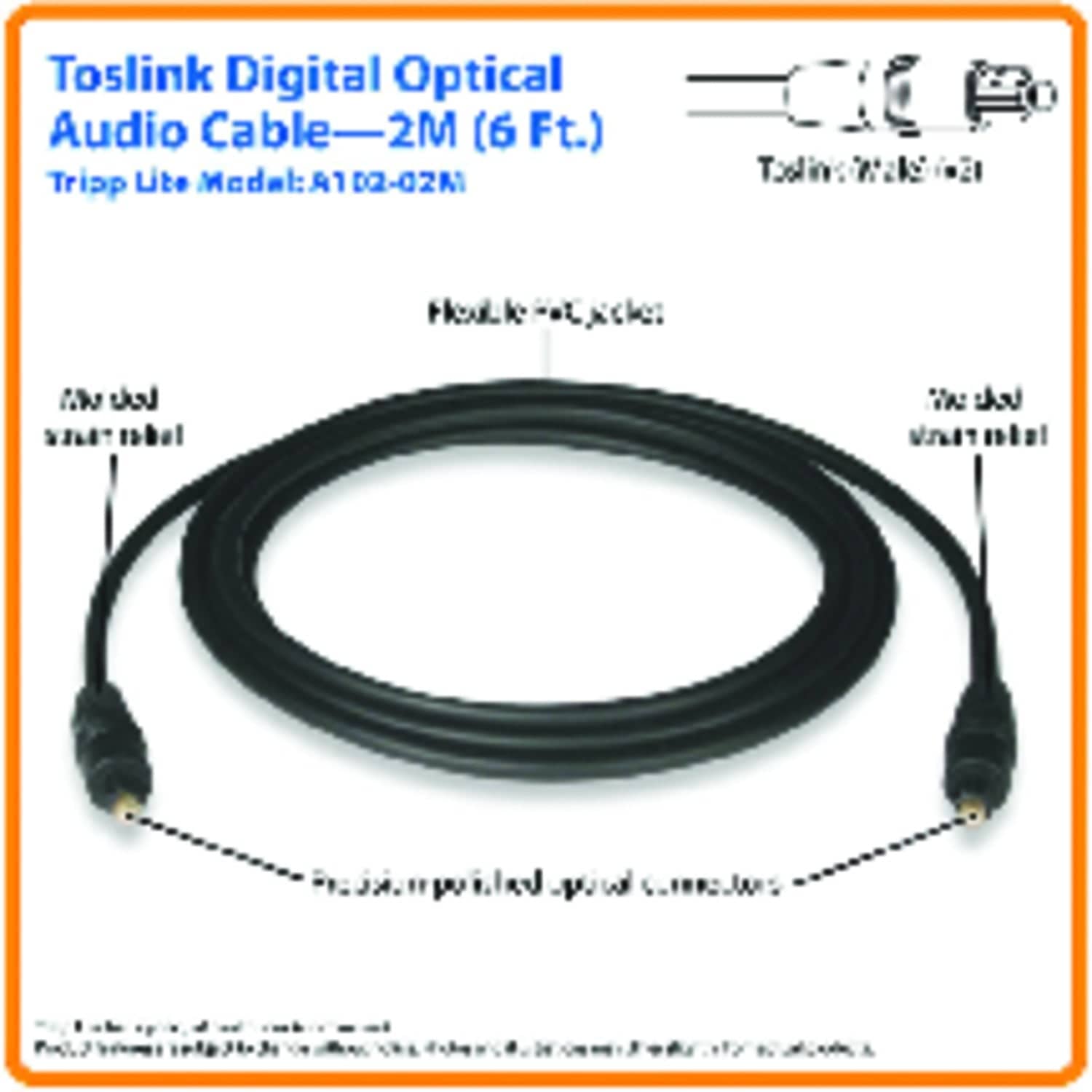 Tripp Lite by Eaton TOSLINK Digital Optical SPDIF Audio Cable, Black, 6 Ft.