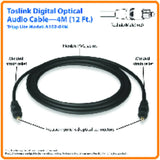 Tripp Lite by Eaton TOSLINK Digital Optical SPDIF Audio Cable, Black, 13 Ft.