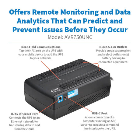 Tripp Lite by Eaton 12-AC Outlet and LAN/Coax 750VA/450W Cloud-Connected Line-Interactive Desktop UPS, AVR, 316-Joules Surge Protection, 5-Ft. Cord