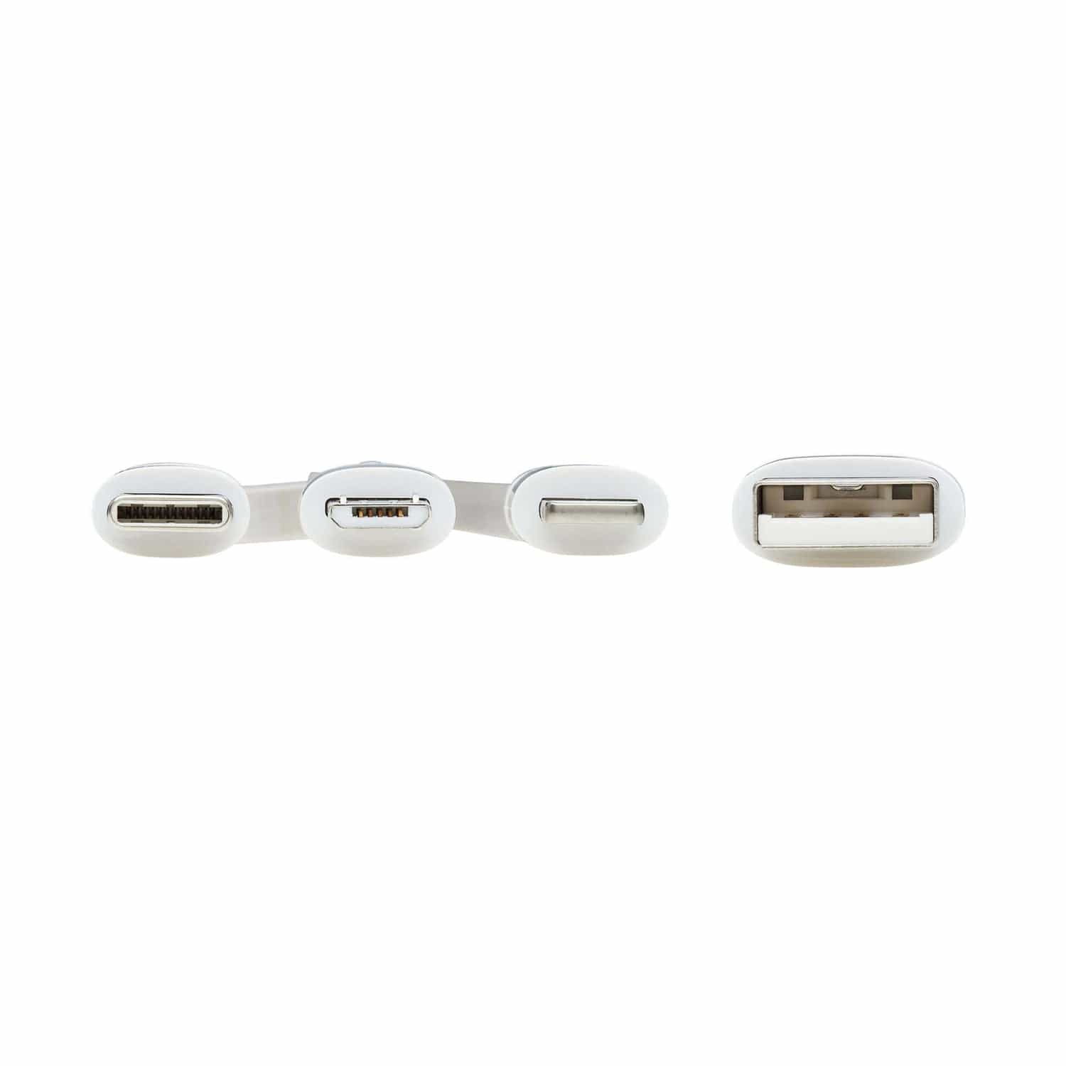Tripp Lite by Eaton Safe-IT Universal USB-A to Lightning, USB Micro-B, and USB-C Charge and Sync Antibacterial Cable, White, 4 Ft.