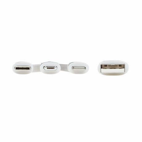 Tripp Lite by Eaton Safe-IT Universal USB-A to Lightning, USB Micro-B, and USB-C Charge and Sync Antibacterial Cable, White, 4 Ft.