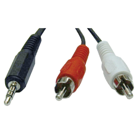 Tripp Lite by Eaton 3.5-mm Male to 2 RCA Male Stereo Audio Y-Splitter Adapter Cable, Black with Color-Coded RCA Jacks, 6 Ft.