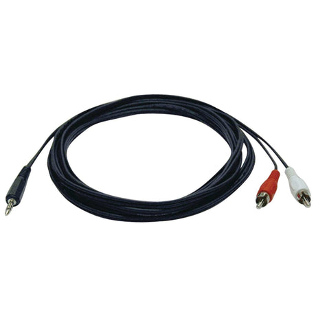 Tripp Lite by Eaton 3.5-mm Male to 2 RCA Male Stereo Audio Y-Splitter Adapter Cable, Black with Color-Coded RCA Jacks, 6 Ft.