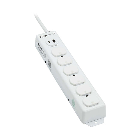 Tripp Lite by Eaton 6-AC Outlet and 2-USB Port Safe-IT UL 1363 Medical-Grade Power Strip, 2-Ft. Cord with Straight Plug, PS-602-HGUSB