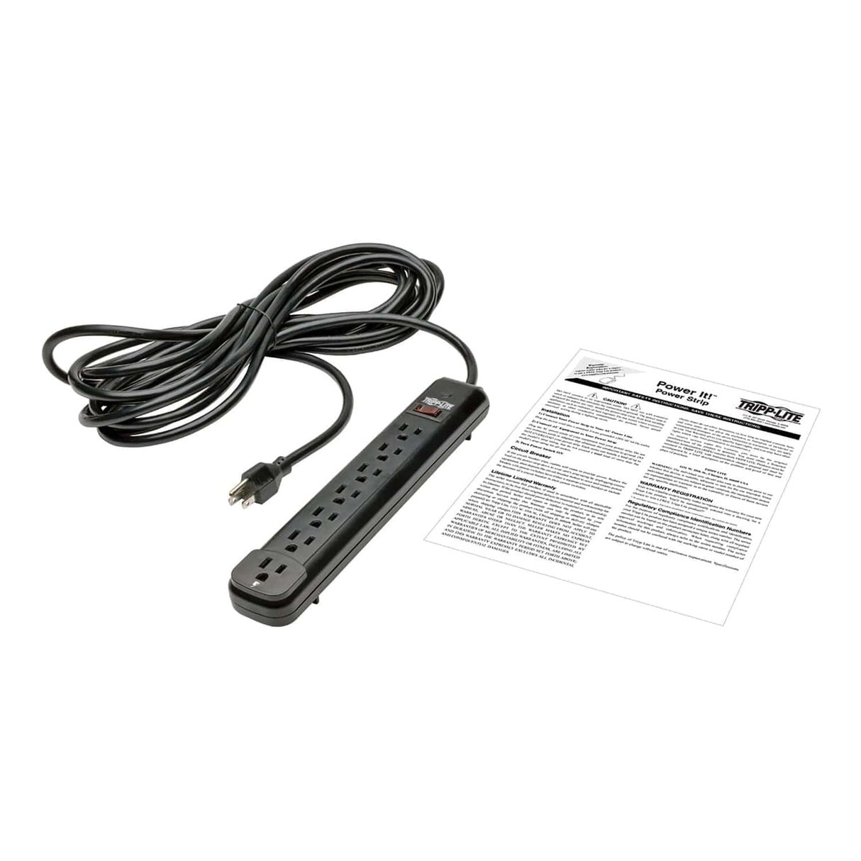 Tripp Lite by Eaton Power It! Power Strip, 7 Outlets, 25-Ft. Cord, Black, PS725B