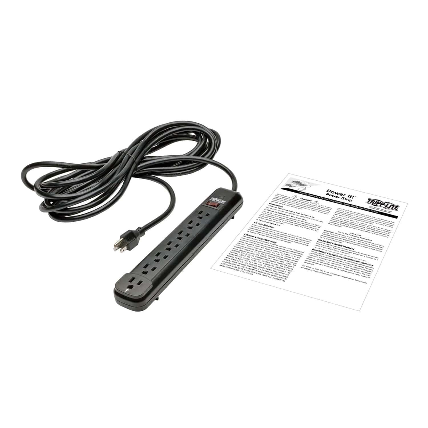 Tripp Lite by Eaton Power It! Power Strip, 7 Outlets, 25-Ft. Cord, Black, PS725B