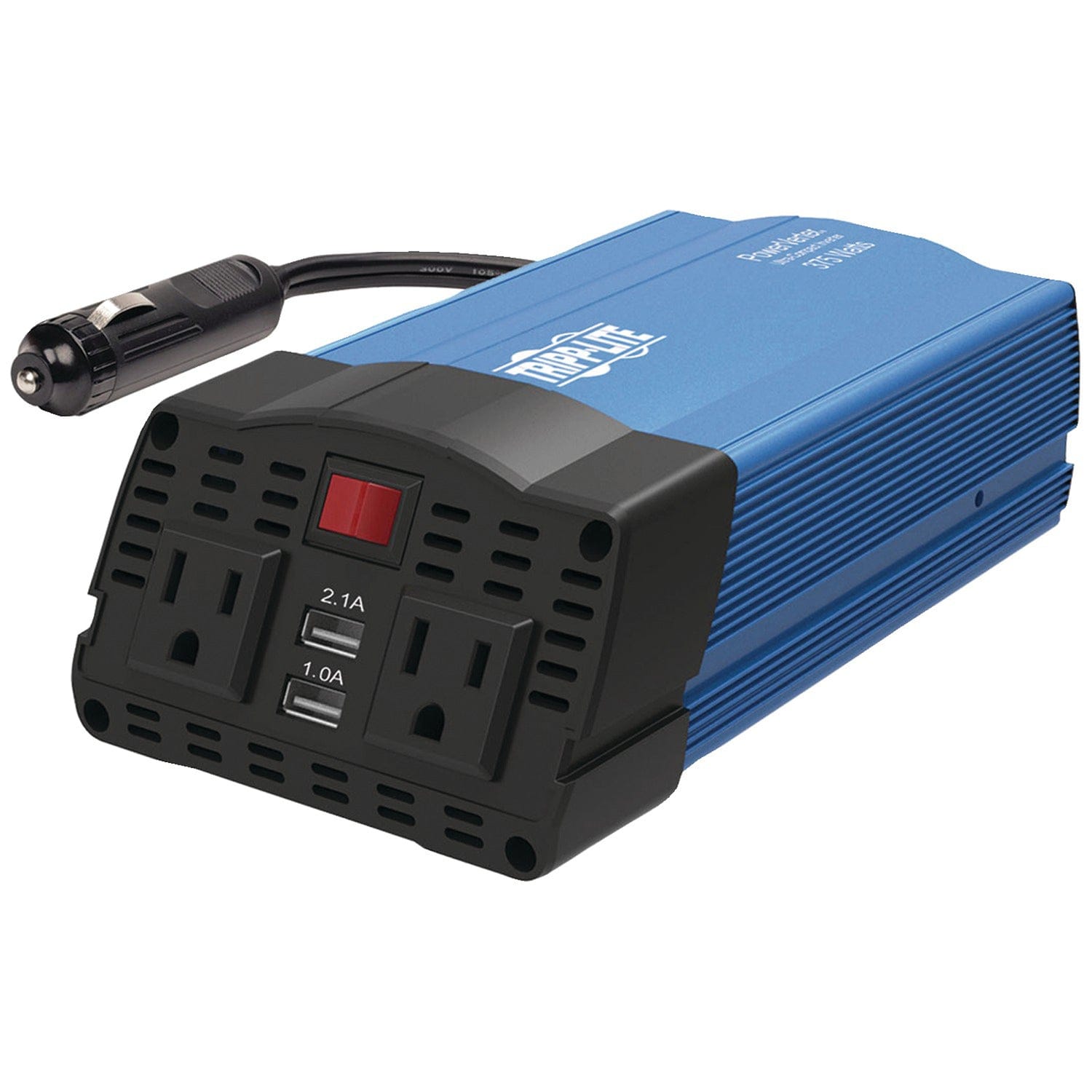 Tripp Lite by Eaton 2-AC Outlet and 2-USB Port 375-Continuous-Watt PowerVerter Power Inverter with 12-Volt Adapter Cord and Battery Clips, PV375USB