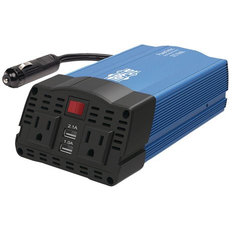 Tripp Lite by Eaton 2-AC Outlet and 2-USB Port 375-Continuous-Watt PowerVerter Power Inverter with 12-Volt Adapter Cord and Battery Clips, PV375USB