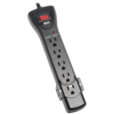 Tripp Lite by Eaton 7-AC Outlet 2160 Joules Protect It! Surge Protector Power Strip with Right-Angle Plug, 7 Ft., Black