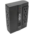 Tripp Lite by Eaton 3-AC Swiveling Outlet, 3-AC Fixed Outlet, and 2-USB Port 1200-Joules Surge Protector Wall Tap, SWIVEL6USB