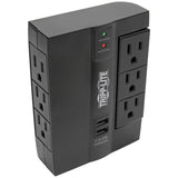 Tripp Lite by Eaton 3-AC Swiveling Outlet, 3-AC Fixed Outlet, and 2-USB Port 1200-Joules Surge Protector Wall Tap, SWIVEL6USB