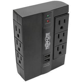 Tripp Lite by Eaton 3-AC Swiveling Outlet, 3-AC Fixed Outlet, and 2-USB Port 1200-Joules Surge Protector Wall Tap, SWIVEL6USB