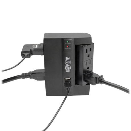Tripp Lite by Eaton 3-AC Swiveling Outlet, 3-AC Fixed Outlet, and 2-USB Port 1200-Joules Surge Protector Wall Tap, SWIVEL6USB