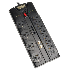 Tripp Lite by Eaton 12-AC Outlet, Telco, Coax, and Ethernet 2880-Joules Protect It! Surge Protector Power Strip with Safety Covers, 8-Ft. Cord