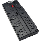 Tripp Lite by Eaton 12-AC Outlet and Telco 2160-Joules Protect It! Surge Protector Power Strip with Safety Covers, 8-Ft. Cord, TLP1208TEL