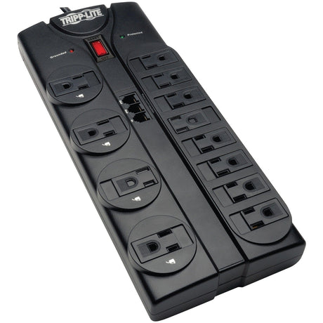 Tripp Lite by Eaton 12-AC Outlet and Telco 2160-Joules Protect It! Surge Protector Power Strip with Safety Covers, 8-Ft. Cord, TLP1208TEL
