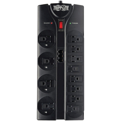 Tripp Lite by Eaton 12-AC Outlet and Telco 2160-Joules Protect It! Surge Protector Power Strip with Safety Covers, 8-Ft. Cord, TLP1208TEL
