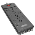 Tripp Lite by Eaton 12-AC Outlet, 2-USB Port, Telco, and Coax 4320-Joules Protect It! Surge Protector Power Strip, 8-Ft. Cord, TLP128TTUSBB