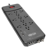 Tripp Lite by Eaton 12-AC Outlet, 2-USB Port, Telco, and Coax 4320-Joules Protect It! Surge Protector Power Strip, 8-Ft. Cord, TLP128TTUSBB