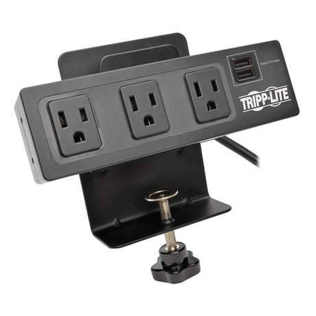 Tripp Lite by Eaton 3-AC Outlet and 2-USB Port 510-Joules Protect It! Surge Protector Power Strip with Desk Clamp, 10-Ft. Cord, TLP310USBC