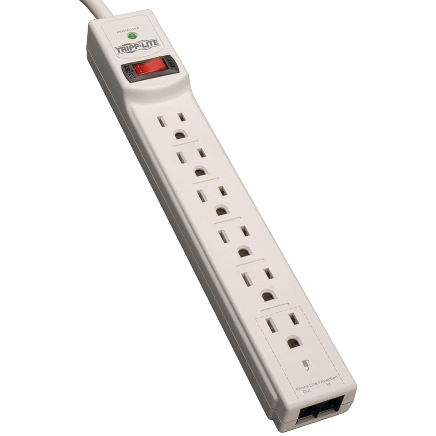 Tripp Lite by Eaton 6-AC Outlet and Telco 790-Joules Protect It! Surge Protector Power Strip, 4-Ft. Cord with Straight Plug, TLP604TEL