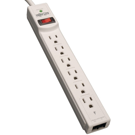 Tripp Lite by Eaton 6-AC Outlet and Telco 790-Joules Protect It! Surge Protector Power Strip, 4-Ft. Cord with Straight Plug, TLP604TEL