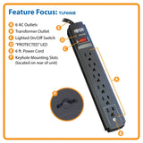 Tripp Lite by Eaton 6-AC Outlet 790-Joules Protect It! Surge Protector Power Strip, 6-Ft. Cord with Straight Plug, TLP606B