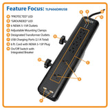 Tripp Lite by Eaton 6-AC Outlet and 2-USB Port 2100-Joules Protect It! Surge Protector Power Strip with Clamps, 6-Ft. Cord, TLP606DMUSB