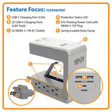 Tripp Lite by Eaton 6-AC Outlet and 3-USB Port 1080-Joules Protect It! Surge Protector Desk Clamp, 8-Ft. Pivoting Cord, TLP648USBC
