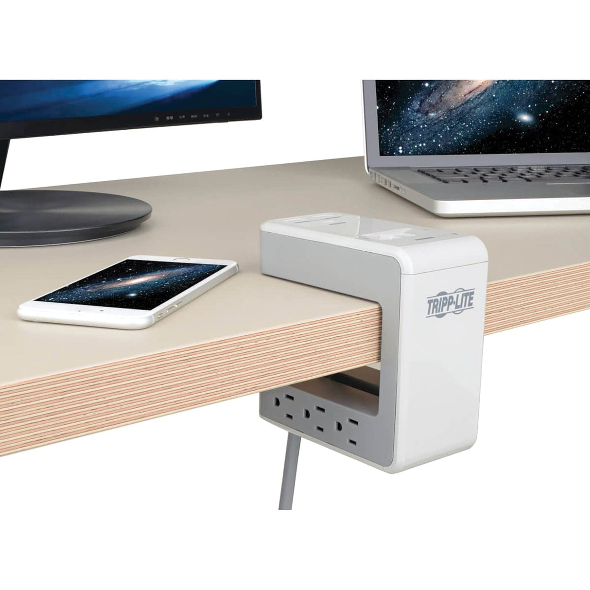 Tripp Lite by Eaton 6-AC Outlet and 3-USB Port 1080-Joules Protect It! Surge Protector Desk Clamp, 8-Ft. Pivoting Cord, TLP648USBC