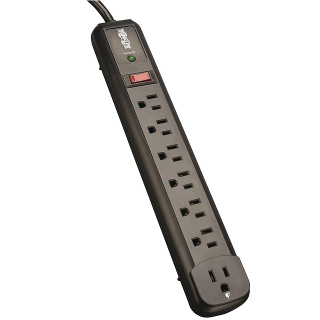 Tripp Lite by Eaton 7-AC Outlet 1080-Joules Protect It! Surge Protector Power Strip, 4-Ft. Cord with Straight Plug, TLP74RB