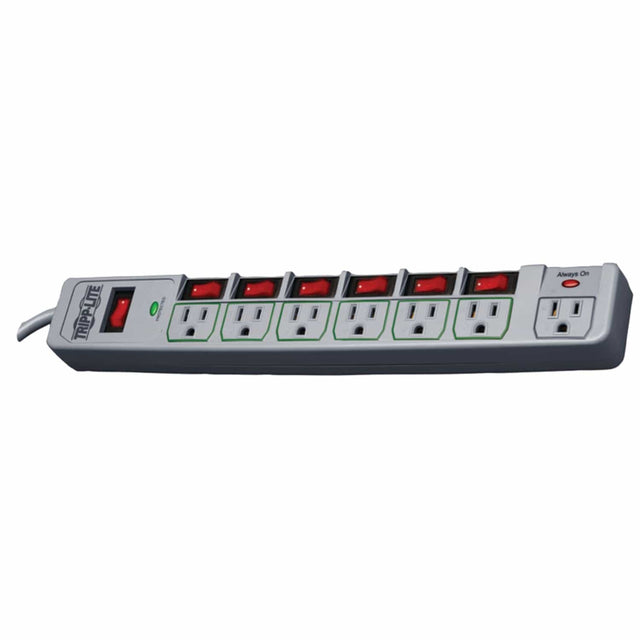 Tripp Lite by Eaton 7-AC Outlet 1080-Joules ECO-Surge Energy-Saving Surge Protector Power Strip, 6-Ft. Cord with Straight Plug, Gray