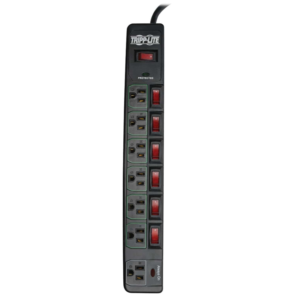 Tripp Lite by Eaton 7-AC Outlet 1080-Joules ECO-Surge Energy-Saving Surge Protector Power Strip, 6-Ft. Cord with Straight Plug, Black