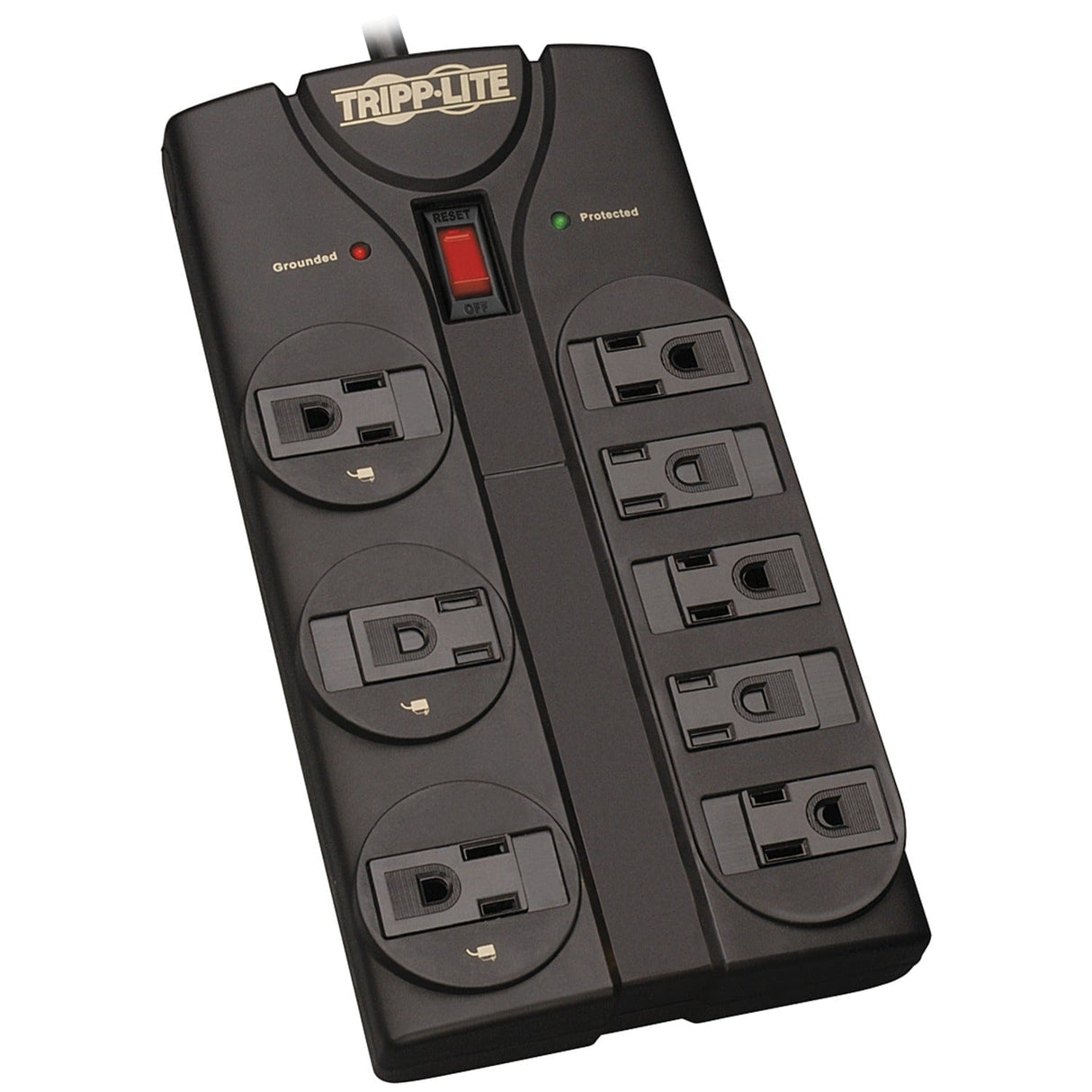 Tripp Lite by Eaton 8-AC Outlet 1440-Joules Protect It! Surge Protector Power Strip with Child Covers, 8-Ft. Cord with Right-Angle Plug, TLP808B