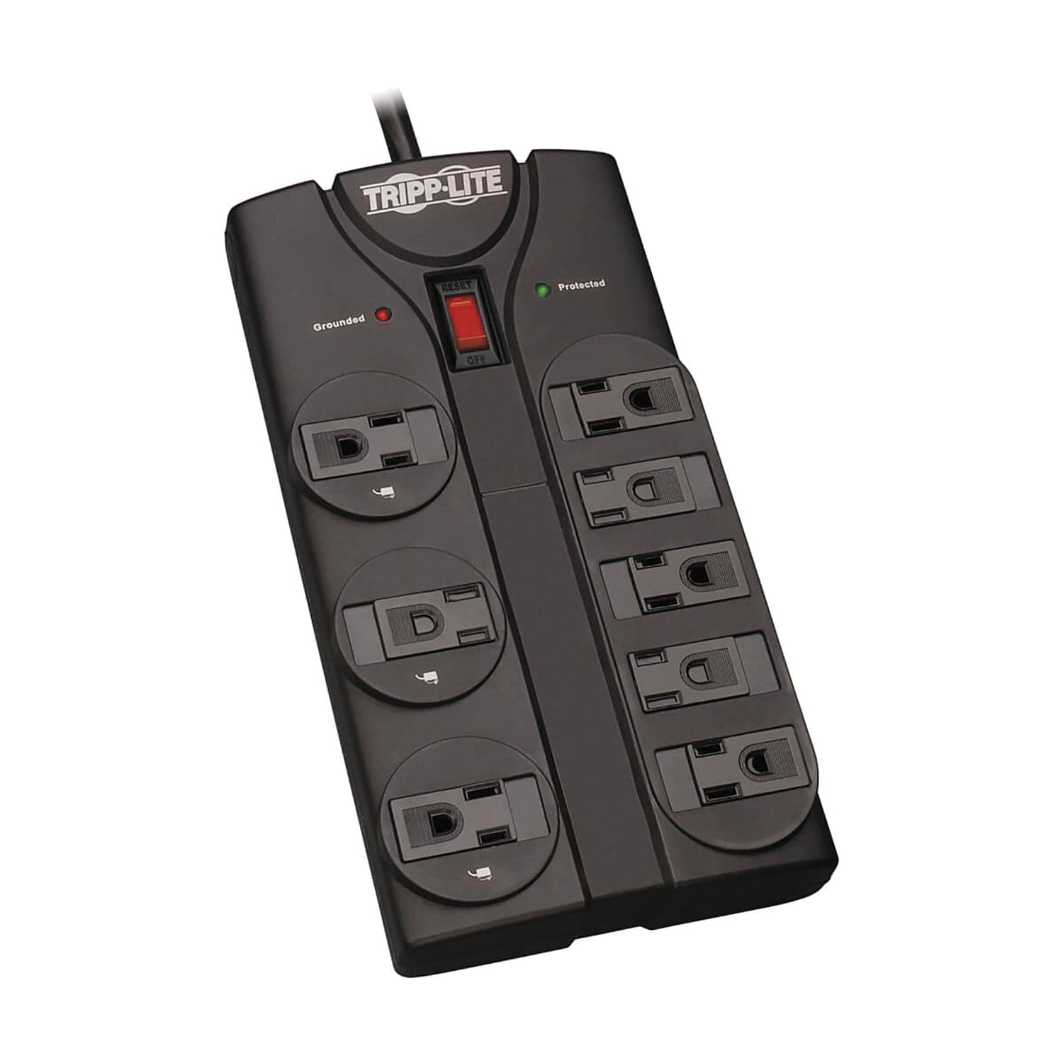 Tripp Lite by Eaton 8-AC Outlet 1440-Joules Protect It! Surge Protector Power Strip with Child Covers, 8-Ft. Cord with Right-Angle Plug, TLP808B