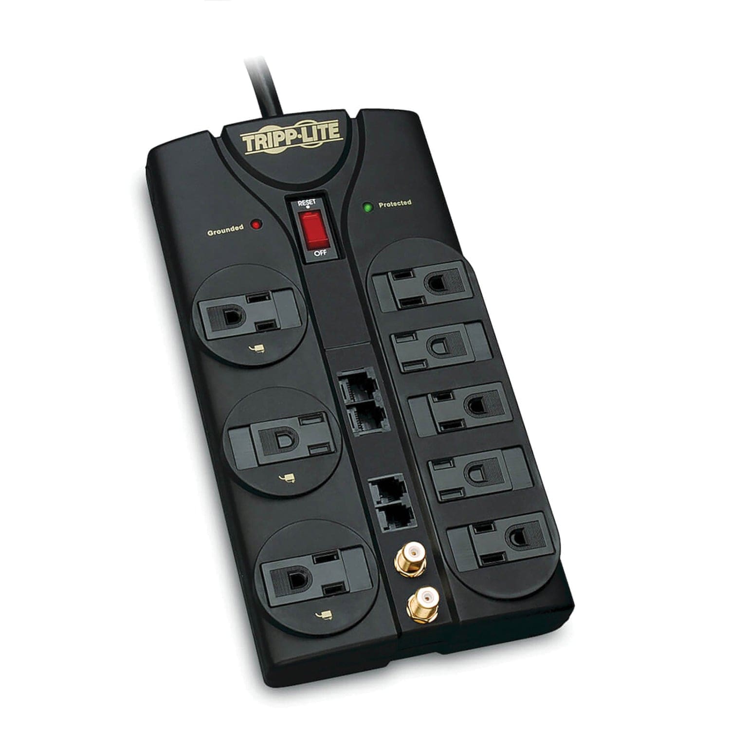 Tripp Lite by Eaton 8-AC Outlet, Telco, Coax, and Ethernet 3240-Joules Protect It! Surge Protector Power Strip with Child Covers, 10-Ft. Cord