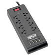 Tripp Lite by Eaton 8-AC Outlet and 4-USB Port 1800-Joules Protect It! Surge Protector Power Strip, 6-Ft. Cord with Straight Plug, TLP864USBB