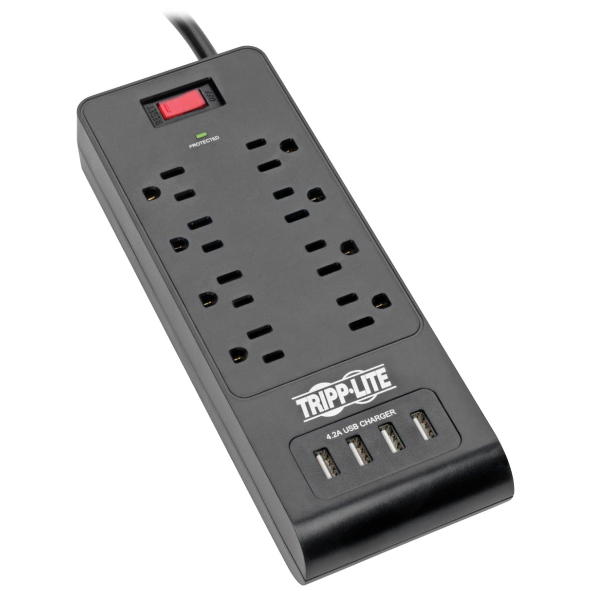 Tripp Lite by Eaton 8-AC Outlet and 4-USB Port 1800-Joules Protect It! Surge Protector Power Strip, 6-Ft. Cord with Straight Plug, TLP864USBB