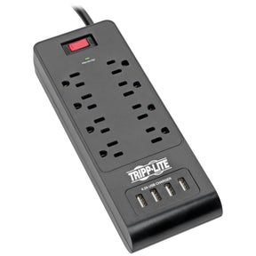 Tripp Lite by Eaton 8-AC Outlet and 4-USB Port 1800-Joules Protect It! Surge Protector Power Strip, 6-Ft. Cord with Straight Plug, TLP864USBB