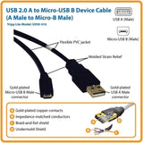 Tripp Lite by Eaton USB 2.0 Cable, A Male/Micro-B Male, Black, 10 Ft.