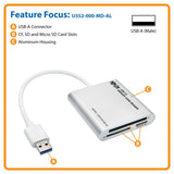 Tripp Lite by Eaton SuperSpeed USB 3.0 Multi-Drive Memory Card Reader/Writer, Aluminum Case, U352-000-MD-AL
