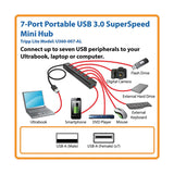 Tripp Lite by Eaton Portable USB 3.0 SuperSpeed 5-Gbps Mini Hub, 7 Ports, Aluminum, U360-007-AL