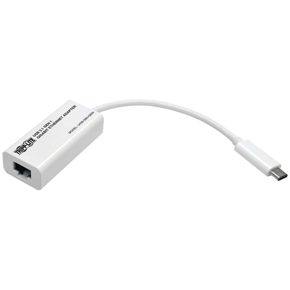 Tripp Lite by Eaton USB-C to Gigabit Ethernet NIC Network Adapter, Thunderbolt 3 Compatible, White, U436-06N-GBW