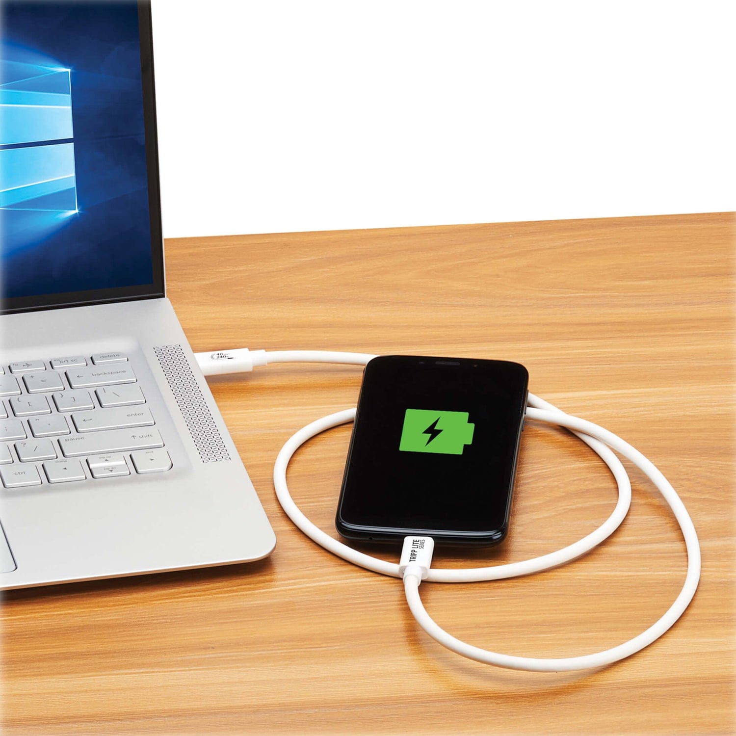 Tripp Lite by Eaton USB4 Charge-and-Sync 40-Gbps 240-Watt USB-C PD Cable, White, 3.3 Ft., U521-1P0M-WH