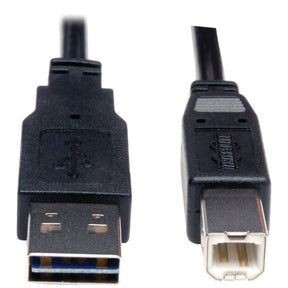 Tripp Lite by Eaton USB 2.0 Universal Peripheral Cable, Reversible A Male/B Male, 6 Ft., Black, UR022-006