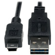 Tripp Lite by Eaton USB 2.0 Universal Device Cable, Reversible A Male/5-Pin Mini B Male, 3 Ft., Black, UR030-003