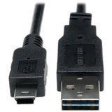 Tripp Lite by Eaton USB 2.0 Universal Device Cable, Reversible A Male/5-Pin Mini B Male, 3 Ft., Black, UR030-003