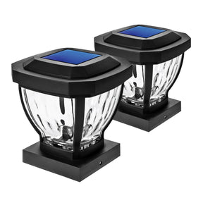 Home Zone Security 12-Lumen-Each 4 x 4 Solar LED Post Cap Lights, Black