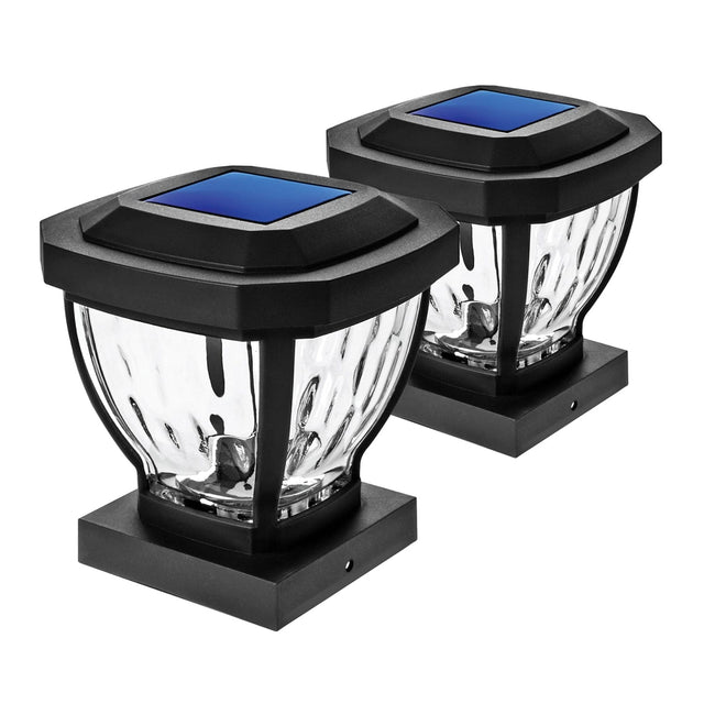 Home Zone Security 12-Lumen-Each 4 x 4 Solar LED Post Cap Lights, Black