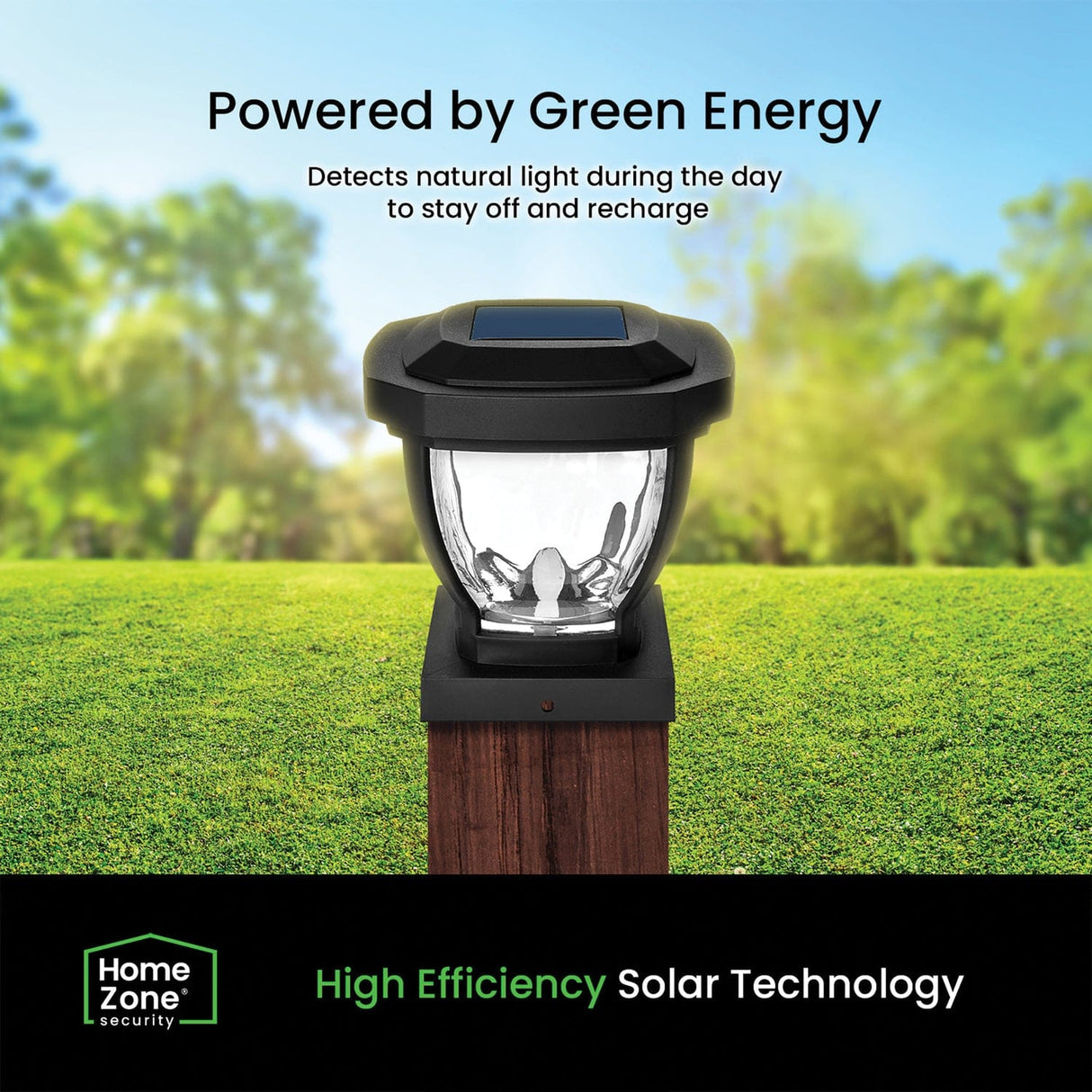 Home Zone Security 12-Lumen-Each 4 x 4 Solar LED Post Cap Lights, Black